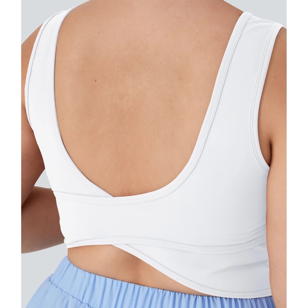 Halara Crossover Barre Ballet Dance Tank Top Plus 3X White Yoga Pilates Tennis
